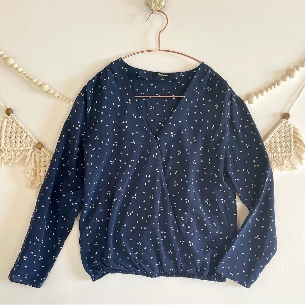 Madewell Silk Wrap Front Heart Top Size XS